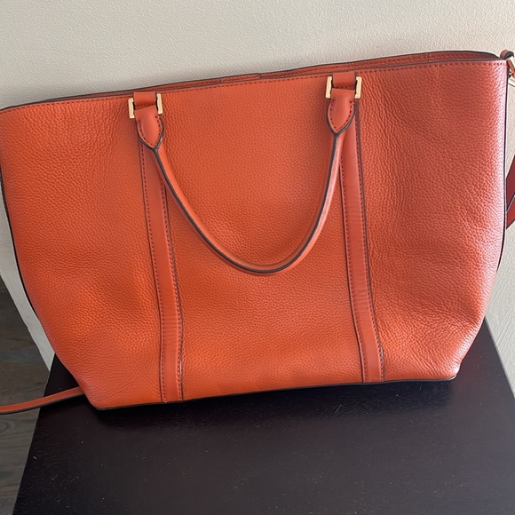 Michael Kors Large Bedford Legacy Leather Tote- ORANGE - Picture 6 of 7